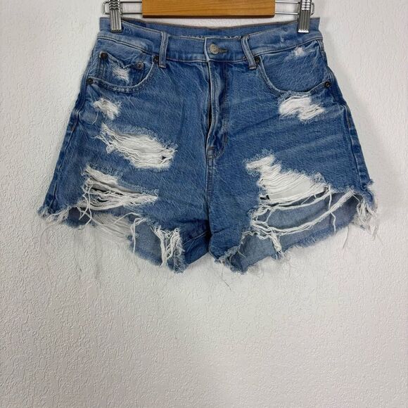 American Eagle Distressed Highest Rise 90's Boyfriend Jean Shorts - Picture 1 of 6